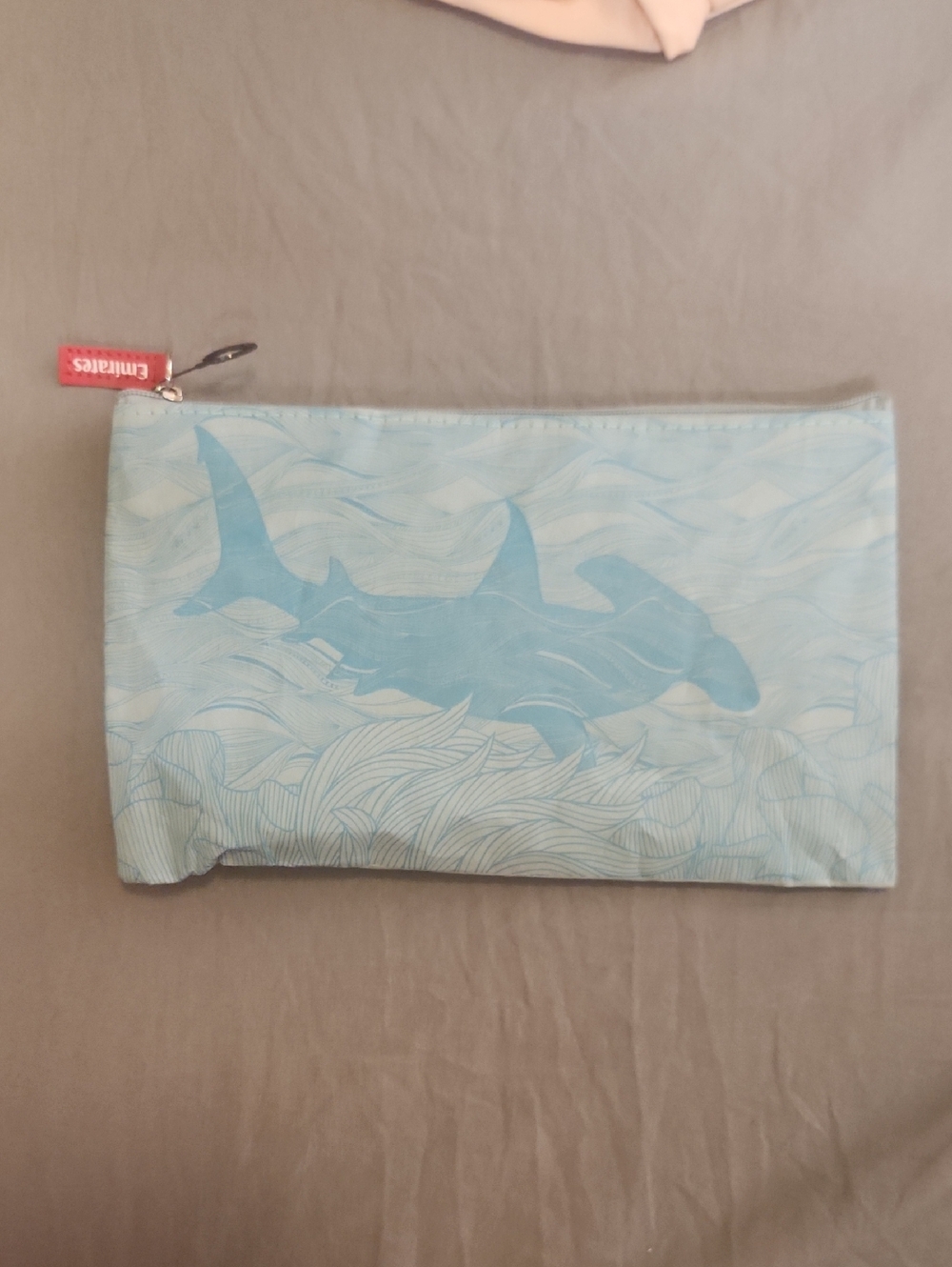 Emirates toiletries zip Pouch with Hammerhead Shark